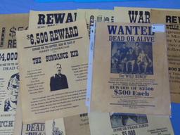 Wild West Wanted Posters 12 assorted - Sundance - Jesse James - More Reprints
