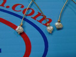 14k Gold & Genuine Pearl Drop Earrings