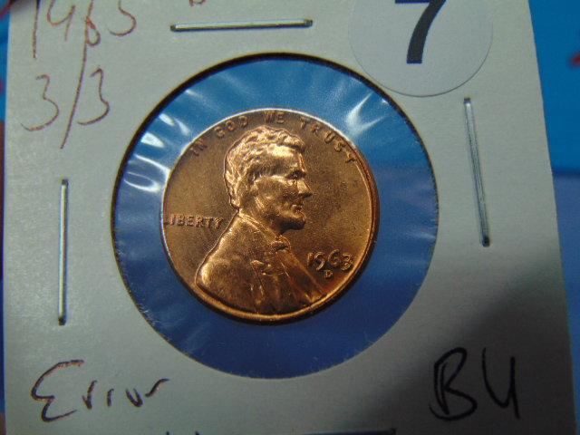 1963-D 3/3 Doubled Die Error Lincoln Penny - BU