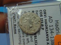 Ancient Roman Silver Denarius - Hadrian