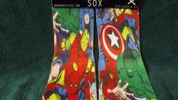 New Thor, Capt. America, Hulk, Iron Man, Wolverine And Spider-Man Character ODD SOX. Fits Sizes 6-13