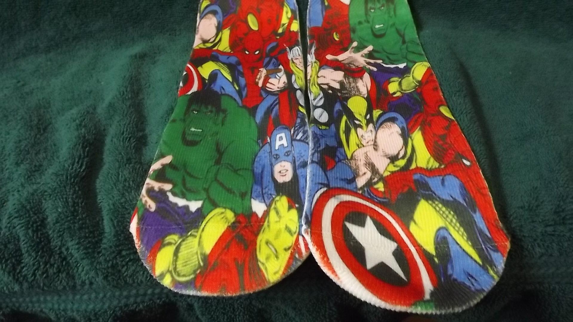 New Thor, Capt. America, Hulk, Iron Man, Wolverine And Spider-Man Character ODD SOX. Fits Sizes 6-13