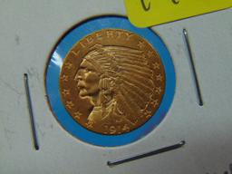 1914 Indian Head Quarter Eagle US $2.50 Gold Coin