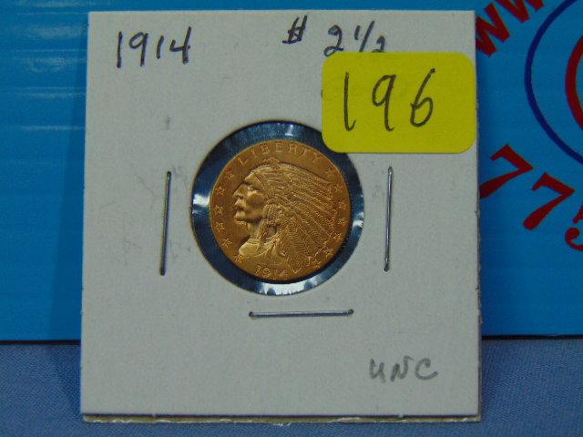 1914 Indian Head Quarter Eagle US $2.50 Gold Coin