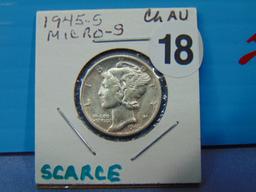 1945-S Mercury Silver Dime - Choice AU - Micro S