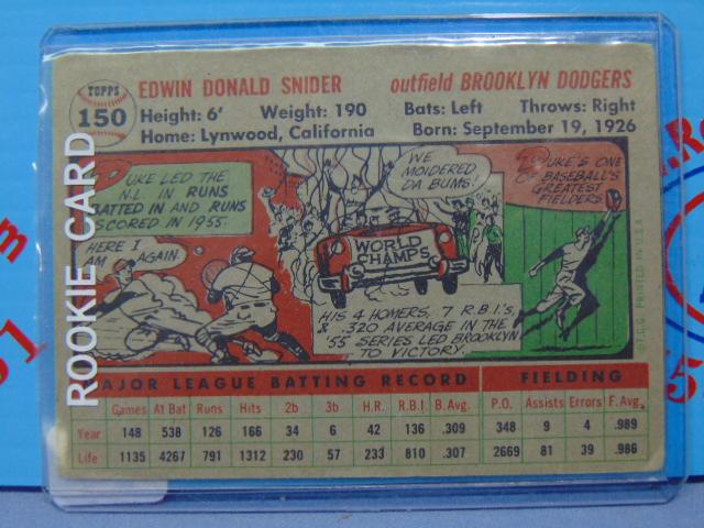 1956 Topps #150 Duke Snider Dodgers Baseball Card