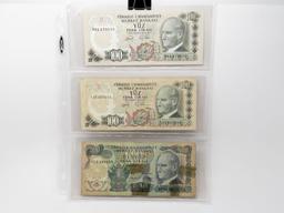 22 World Currency, many Unc: 2 Argentina, 2 Brasil, 4 Cambodia, 1 Burma, 2 Korea, 1 Iran, 3 Turkey,