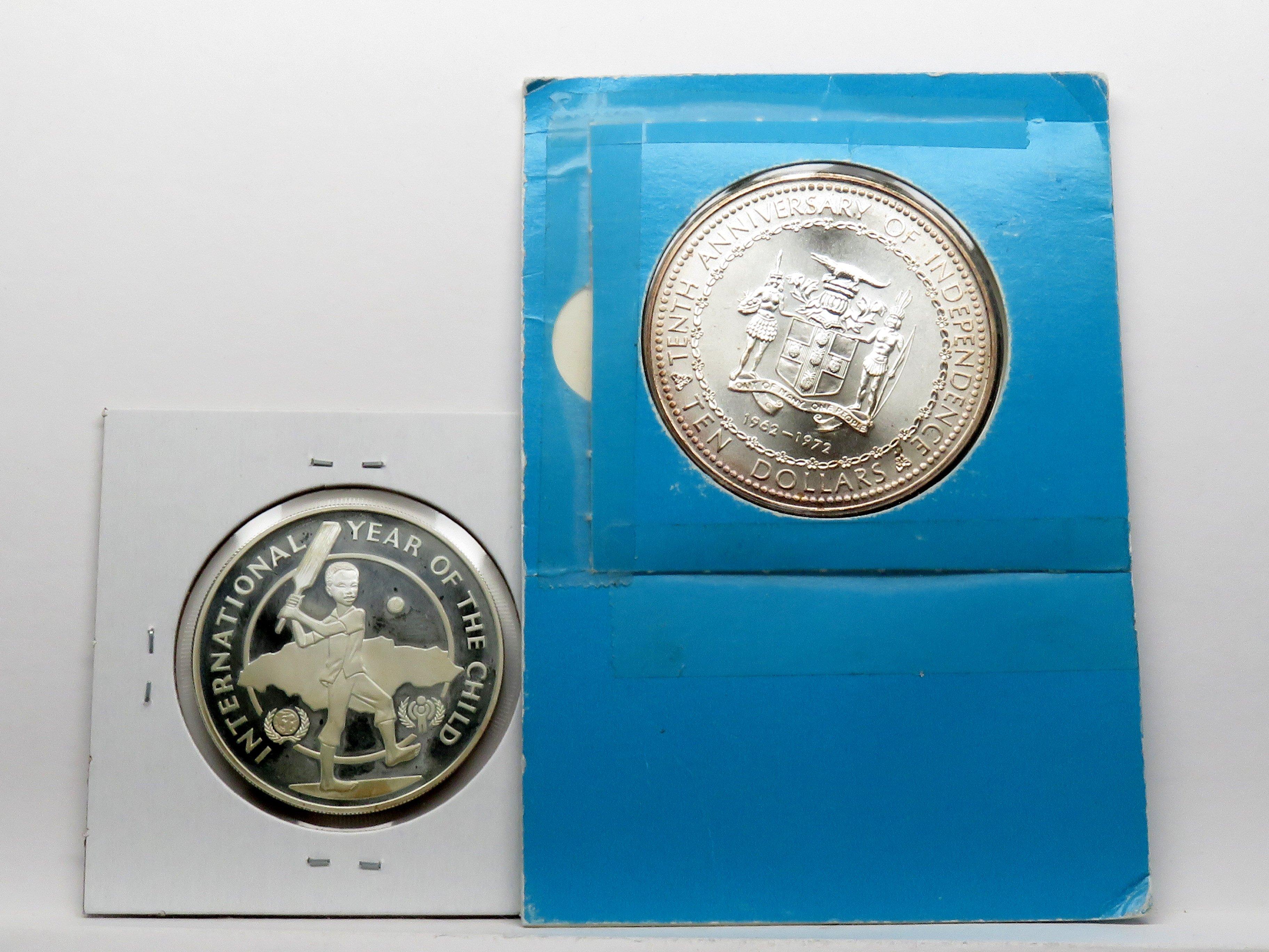 2 Jamaica Sterling Silver $10 Proof: 1972, 1979