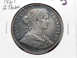 Frankfurt Germany Silver 2 Thaler 1861