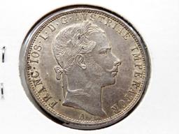 3 Austrian Silver 1 Florin Unc: 1858A, 1859A, 1860A