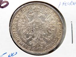 3 Austrian Silver 1 Florin Unc: 1858A, 1859A, 1860A