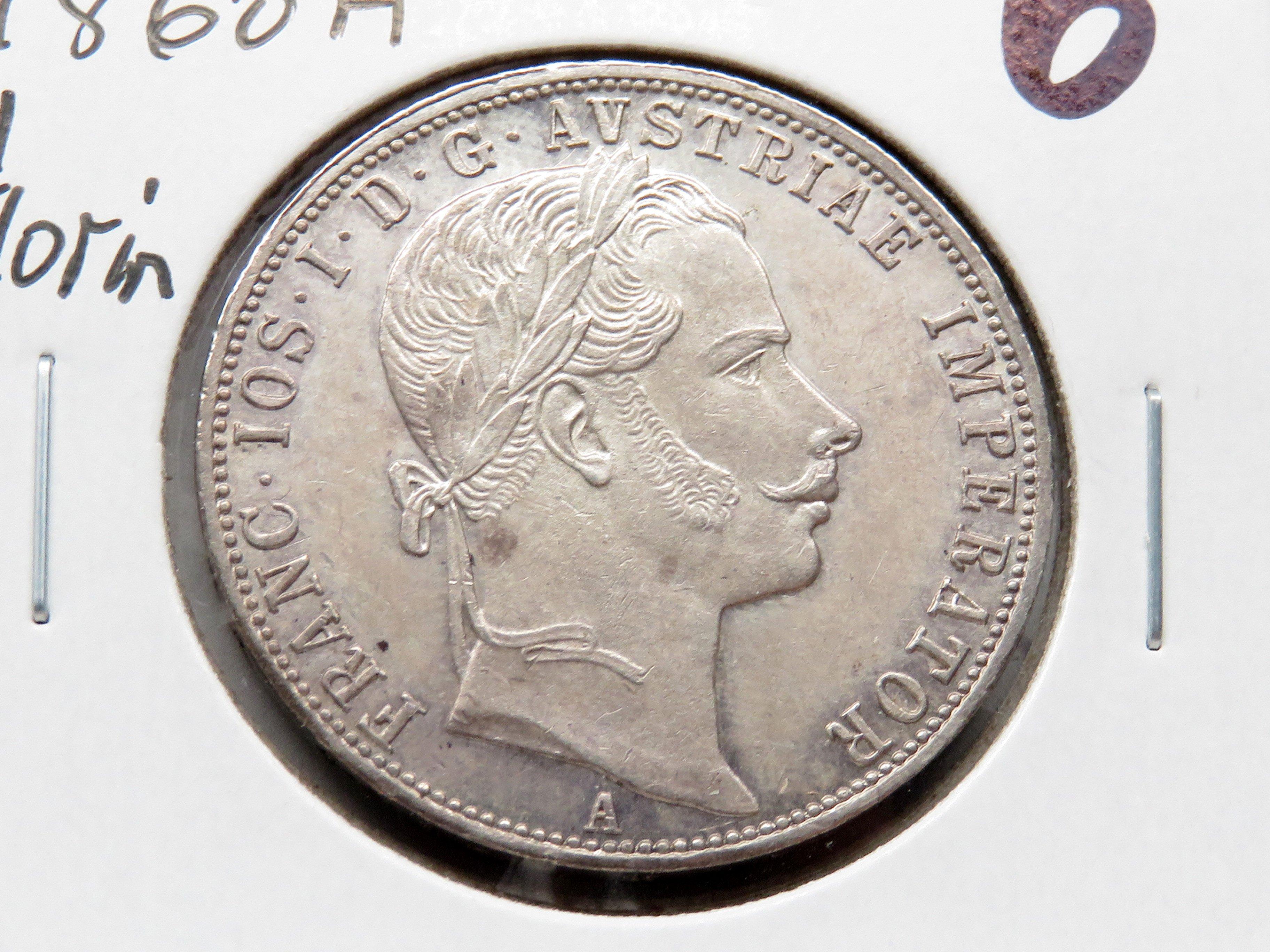 3 Austrian Silver 1 Florin Unc: 1858A, 1859A, 1860A