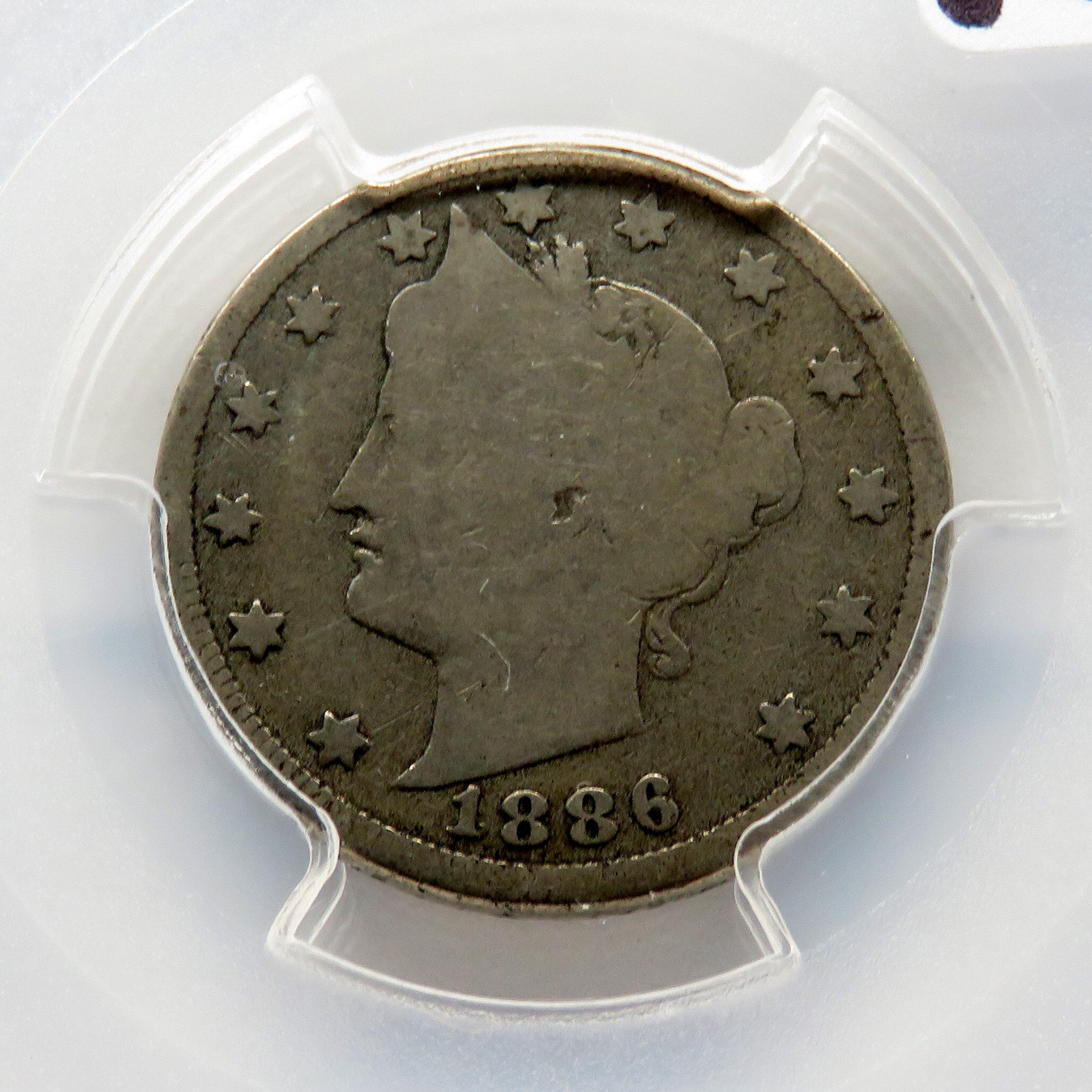 Liberty V Nickel 1886 PCGS G06 Semi-Key Date