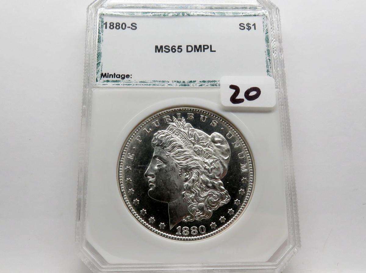 Morgan $ 1880-S PCI Mint State DMPL (Old Holder)