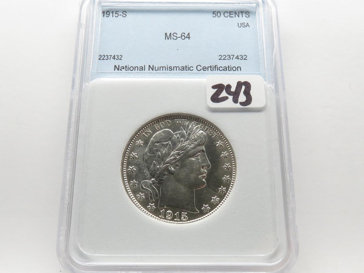 Barber Half $ 1915-S NNC Mint State (Nice luster)