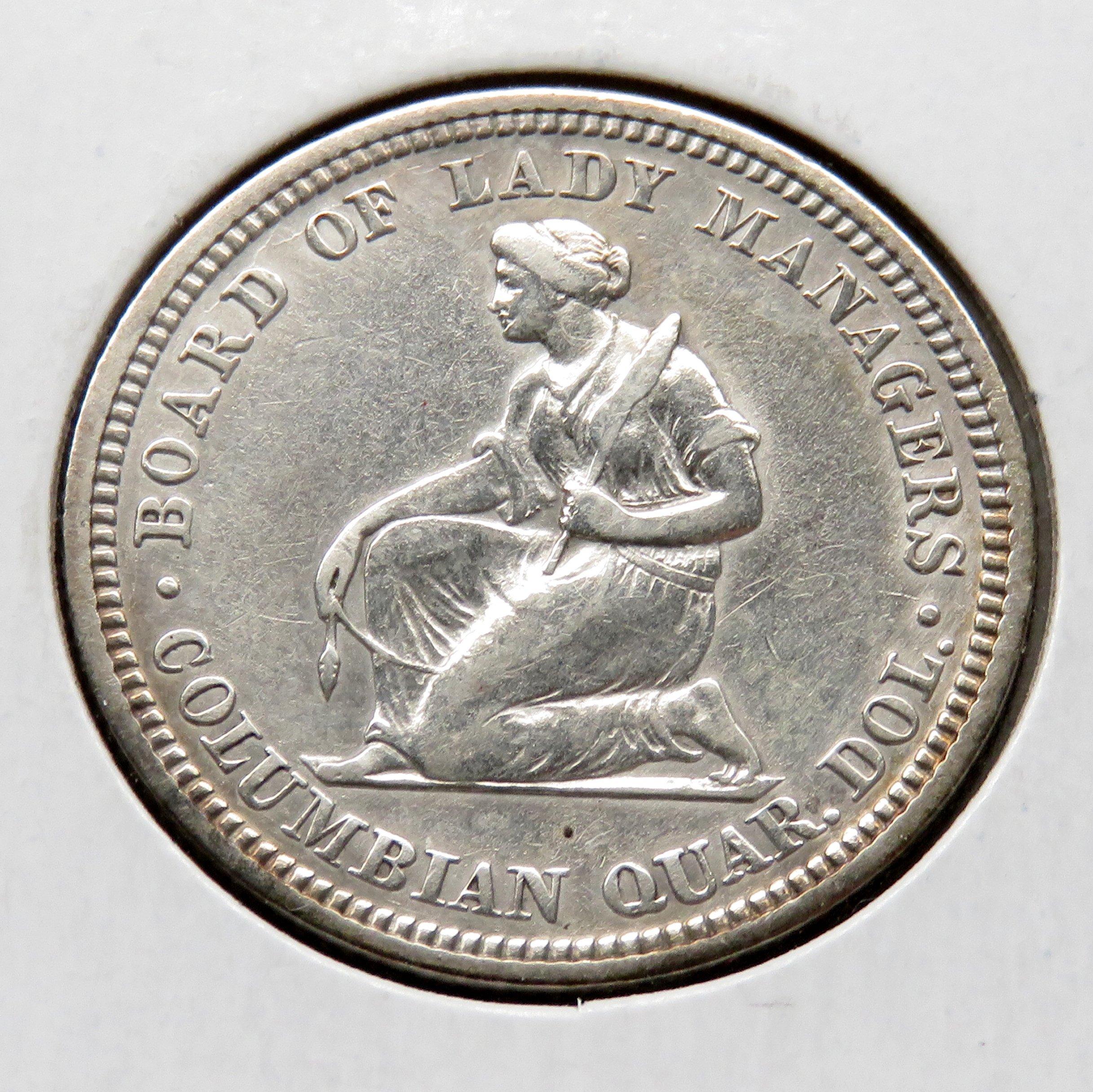 1893 Isabella Commemorative Quarter AU cleaned, mintage 24,214