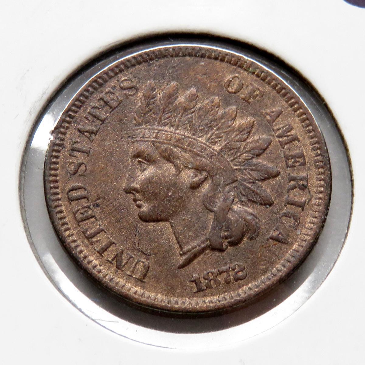 Indian Cent 1872 AU better date