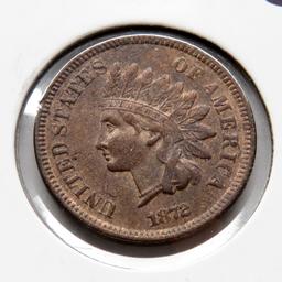 Indian Cent 1872 AU better date