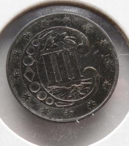 Silver Three Cent 1862 EF toned ?dipped