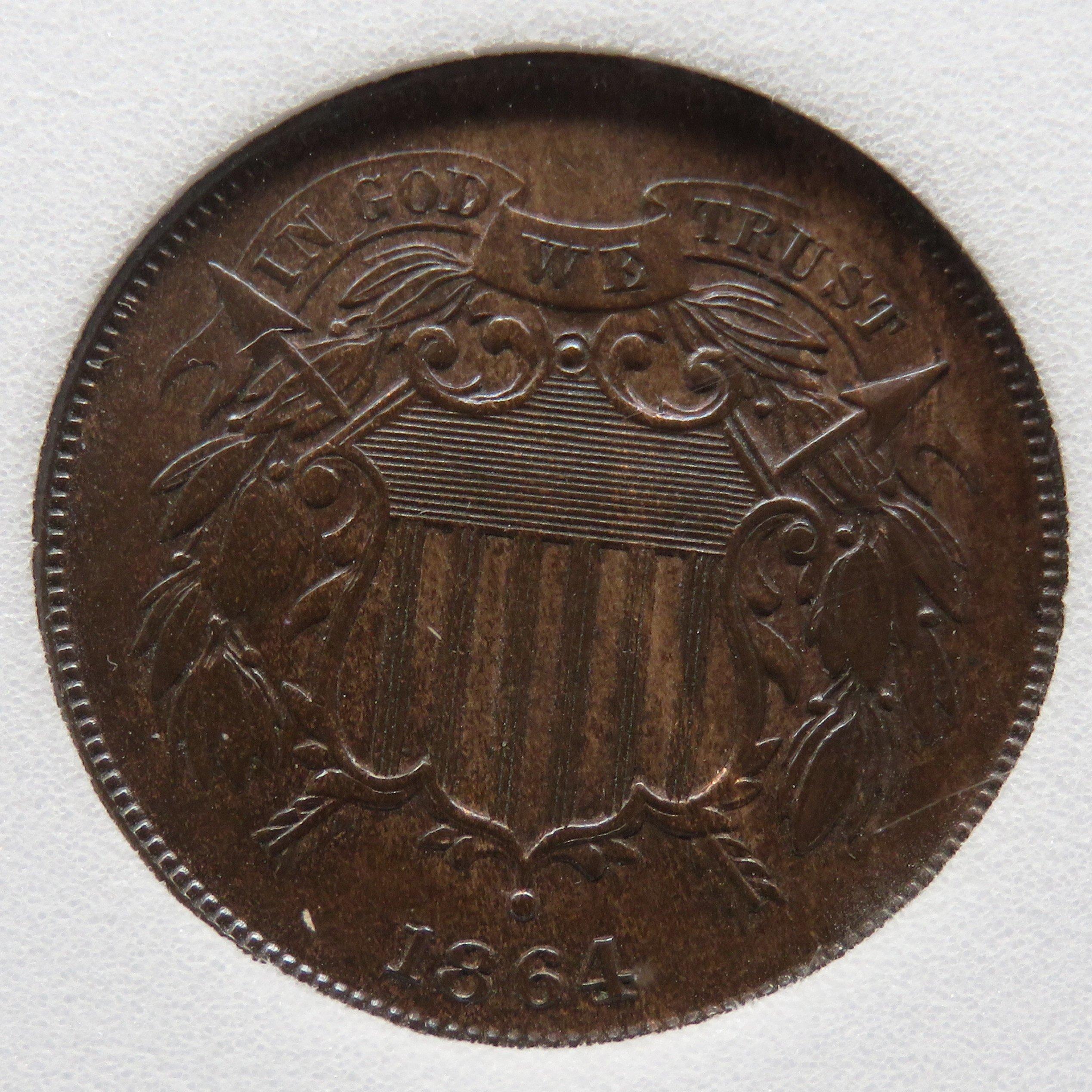 Two Cent 1864 Mint State Brown