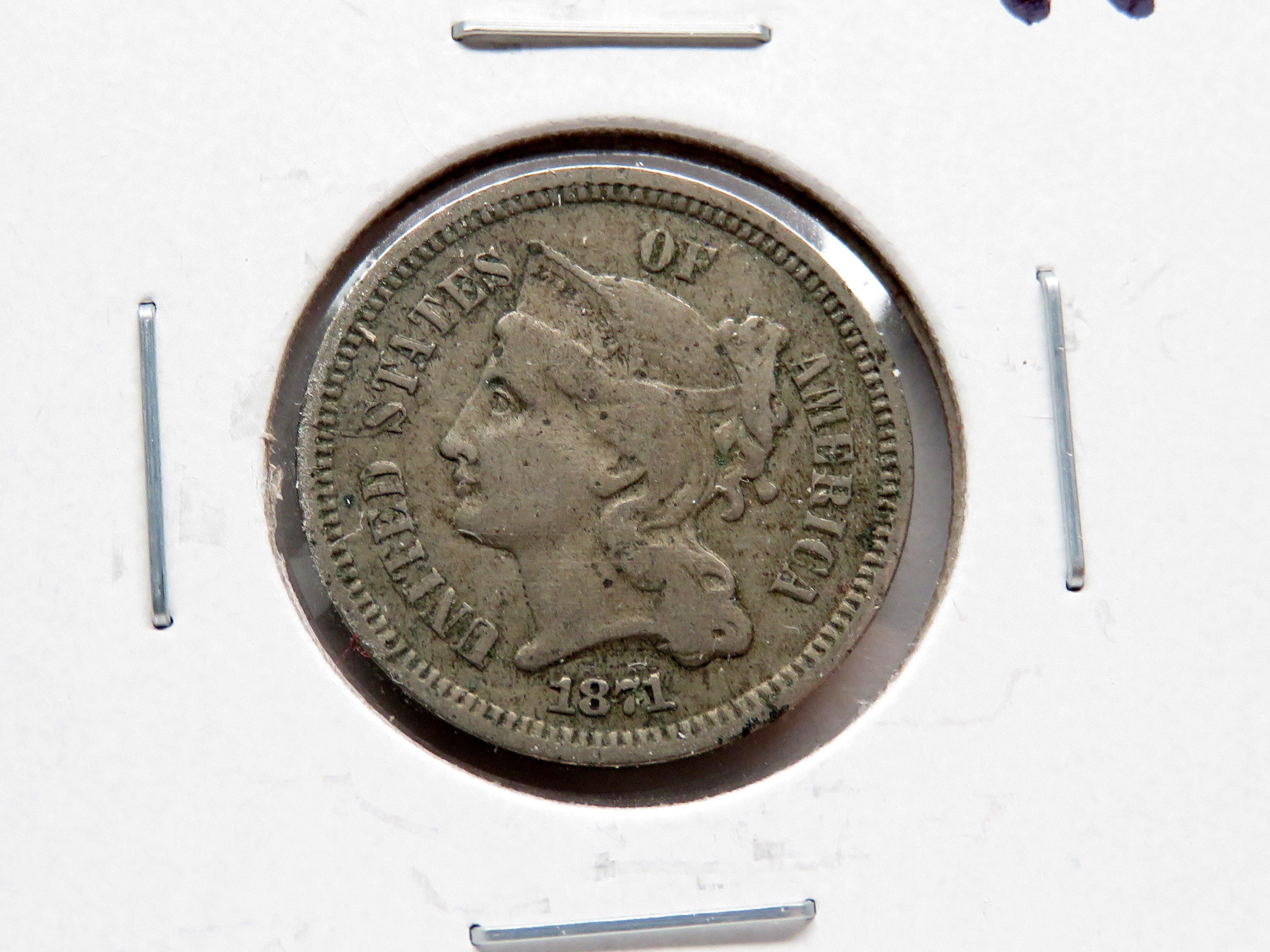 4 Nickel Three Cent: 1869 F, 70 VG, 71 VF, 72 VF