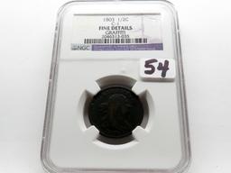 Draped Bust Half Cent 1803 C-1 NGC Fine Details Graffiti