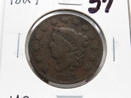 2 Matron Head Large Cents: 1827 VG, 1828 sm wide dt F