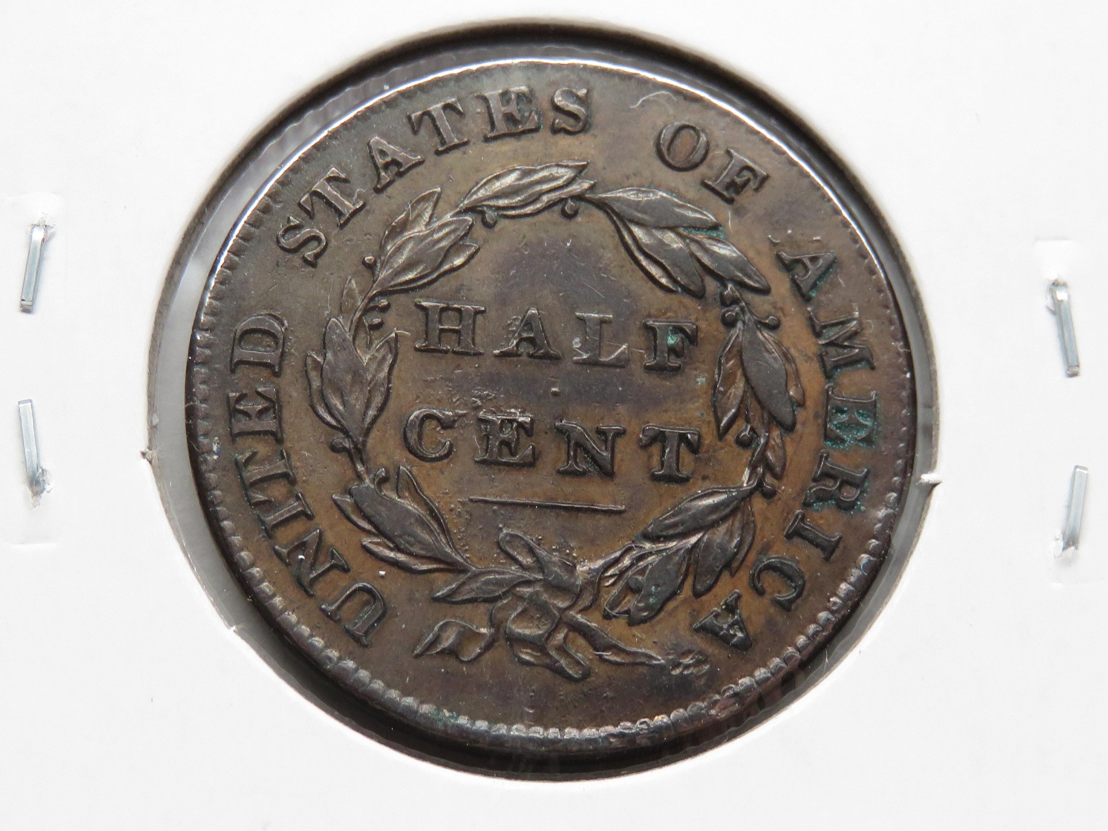 Half Cent Classic Head 1832 AU defect above head