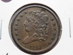 Half Cent Classic Head 1832 AU defect above head