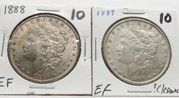 2 Morgan $ EF 1888 & 1889 (?Cleaned)