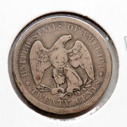 Seated Liberty 20 cent piece Good (Cleaned)