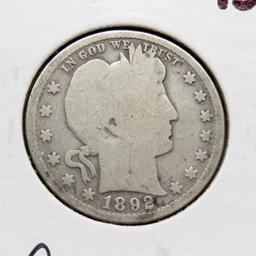 Barber Quarter 1892-S Good