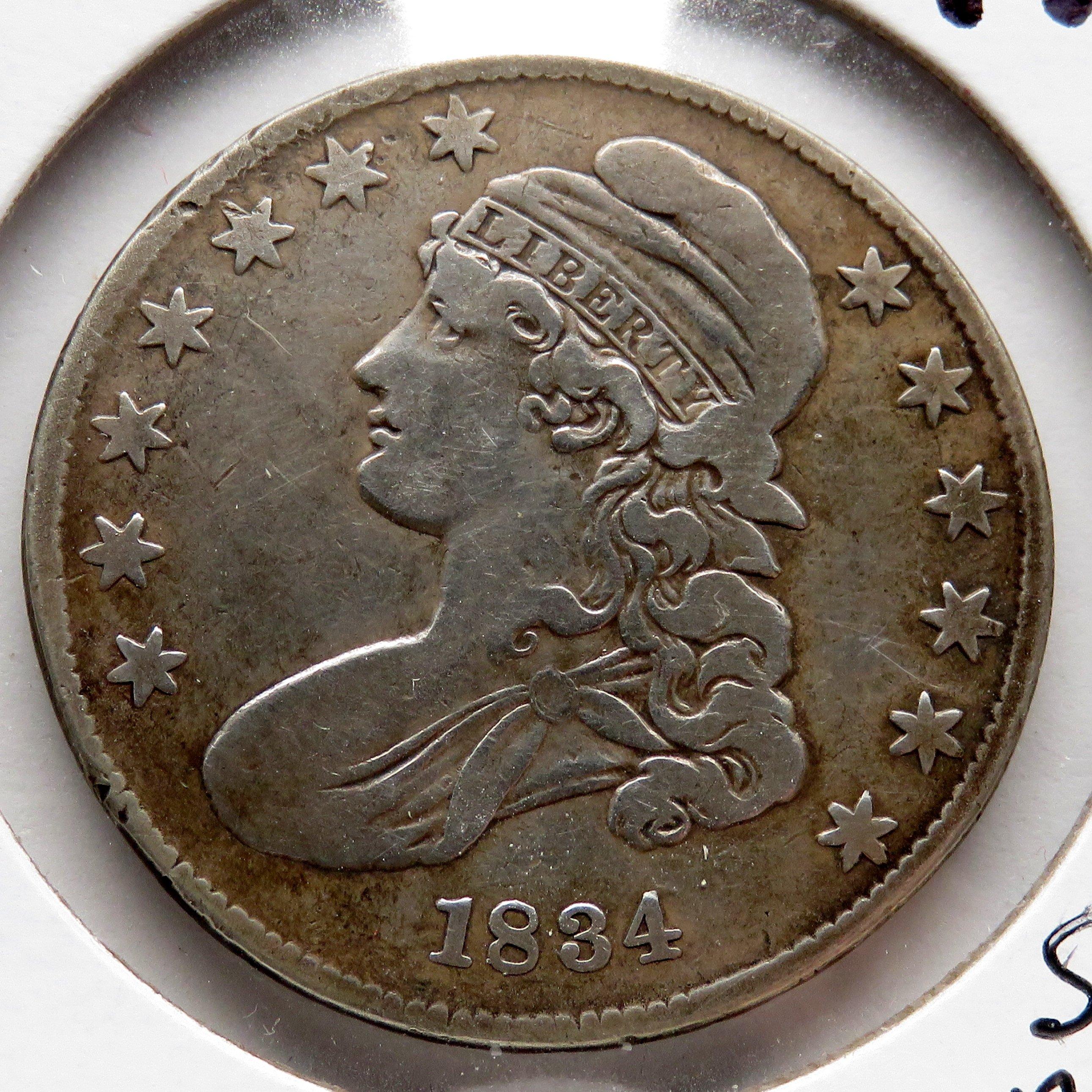 Half $ Capped Bust 1834 Fine (Small date stars & letters)