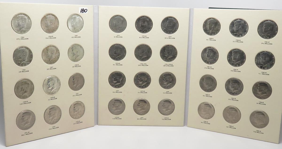 Kennedy Half $ Littleton album 1964 to 85 most look UNC 36 coins (Dates & mint marks not checked by