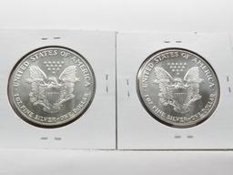 2 American Silver Eagles 1990 BU