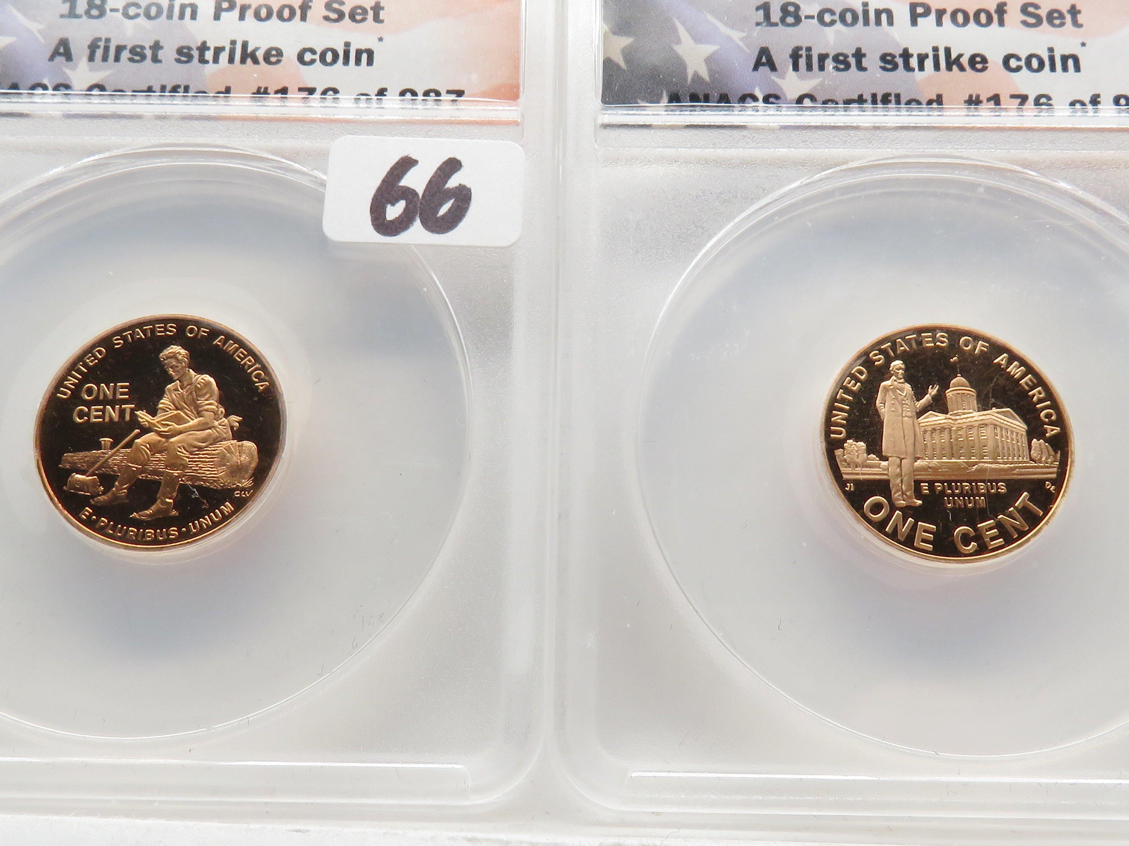 4 Lincoln Cent Set 2009-S ANACS PR70 DCAM 1st strike #176 of 987 PERFECT