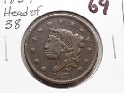 2 Matron Head Large Cents 1837 head of 38 Fine corrosion & 1853 VF heavy corrosion