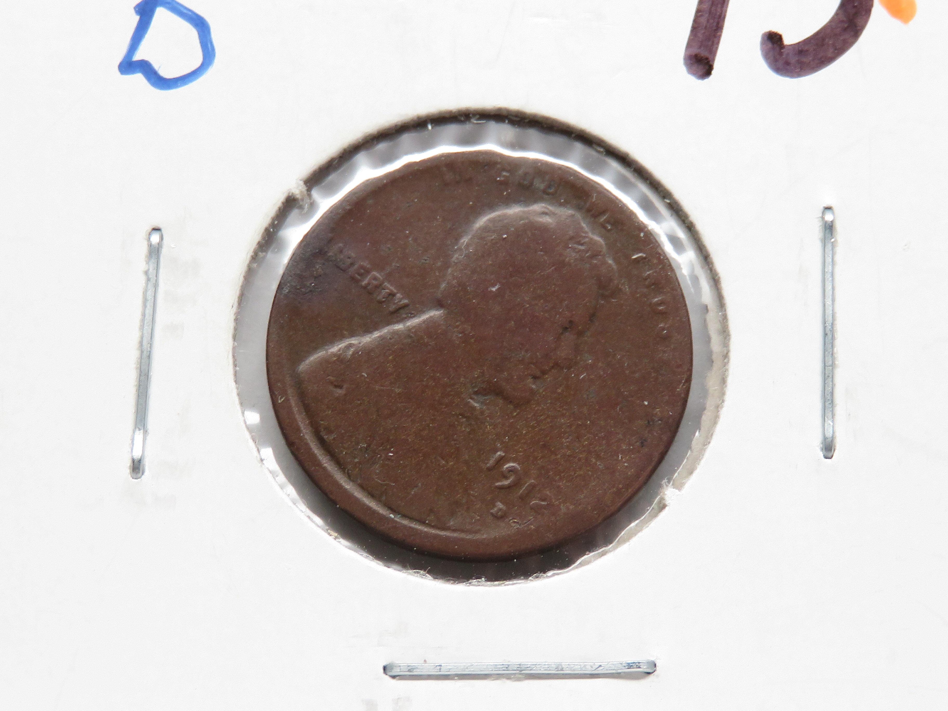 Cent Mix:  3-1909 VDB (2 EF, VF few dings), 1912D G