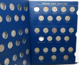 Whitman Mercury Dime Album, 1916 to 1945, 47 coins no keys, dt/mm unchecked by us