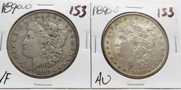 2 Morgan $ 1890-O VF & 1890-S AU