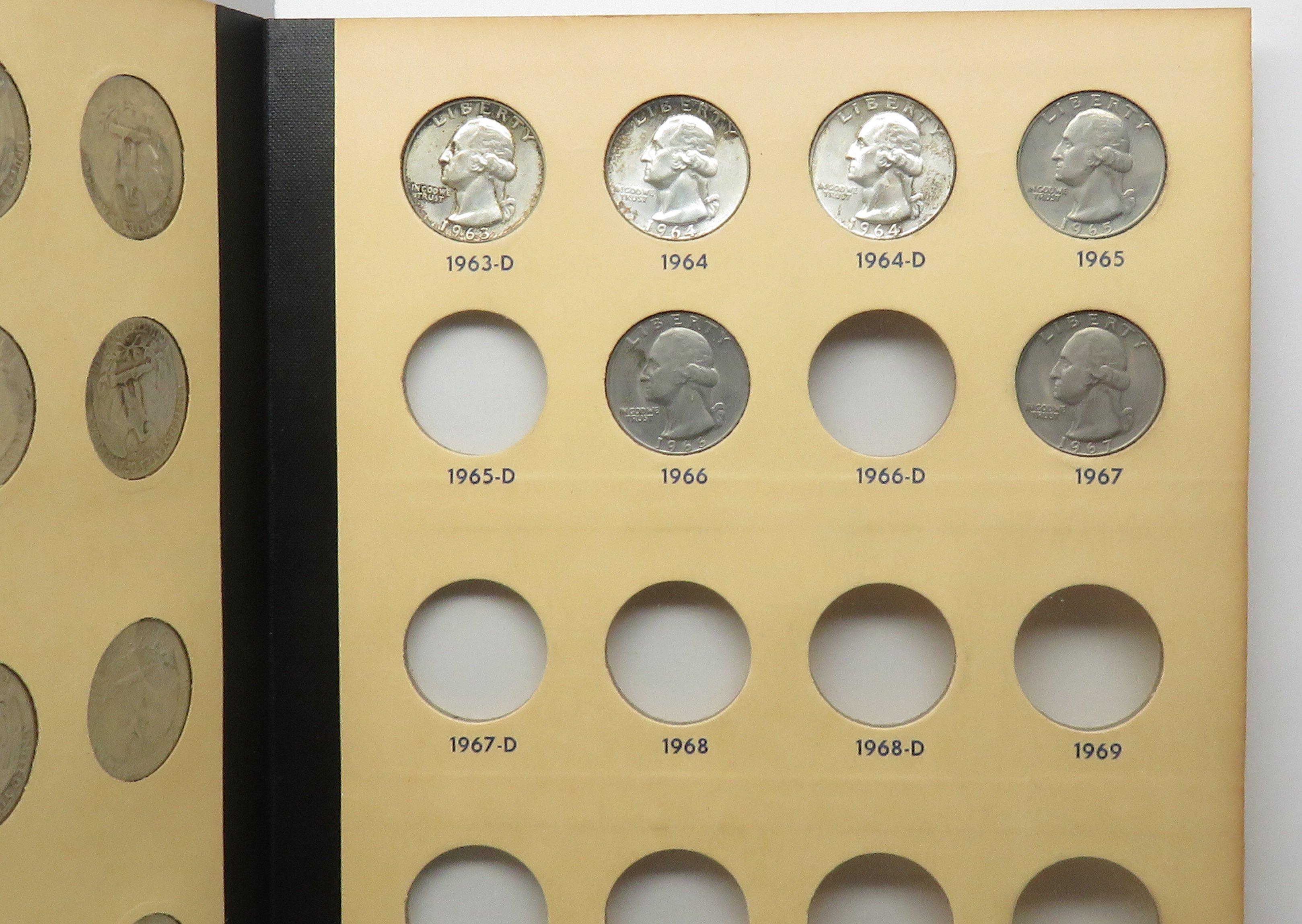 Washington Quarter Library of Coins set 1932 to 1964-D 78 Silver & 3 Clad, Average Circ.