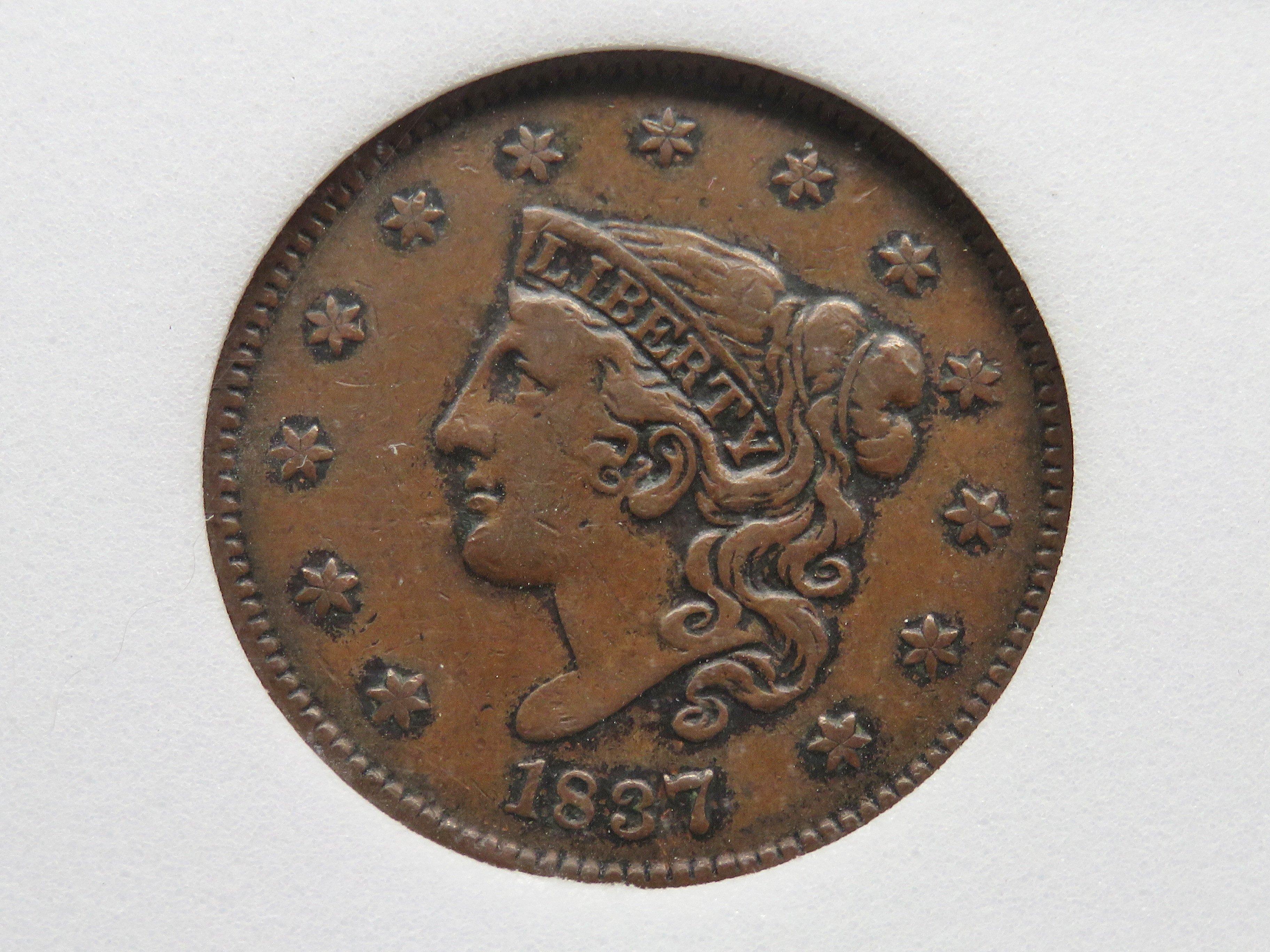 Matron Head Large Cent 1837 NNC Extra Fine