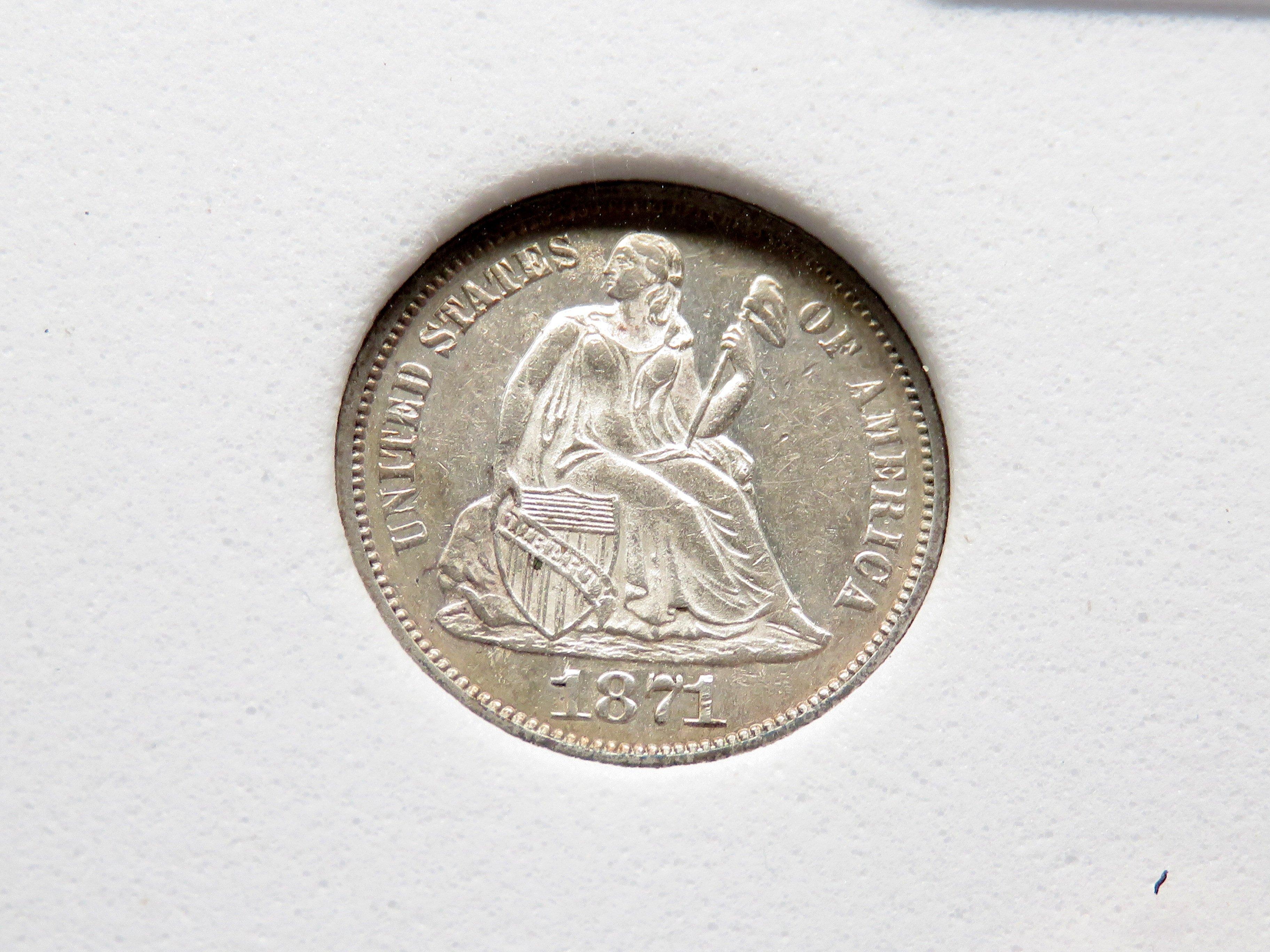 Seated Liberty Dime 1871 NNC Mint State