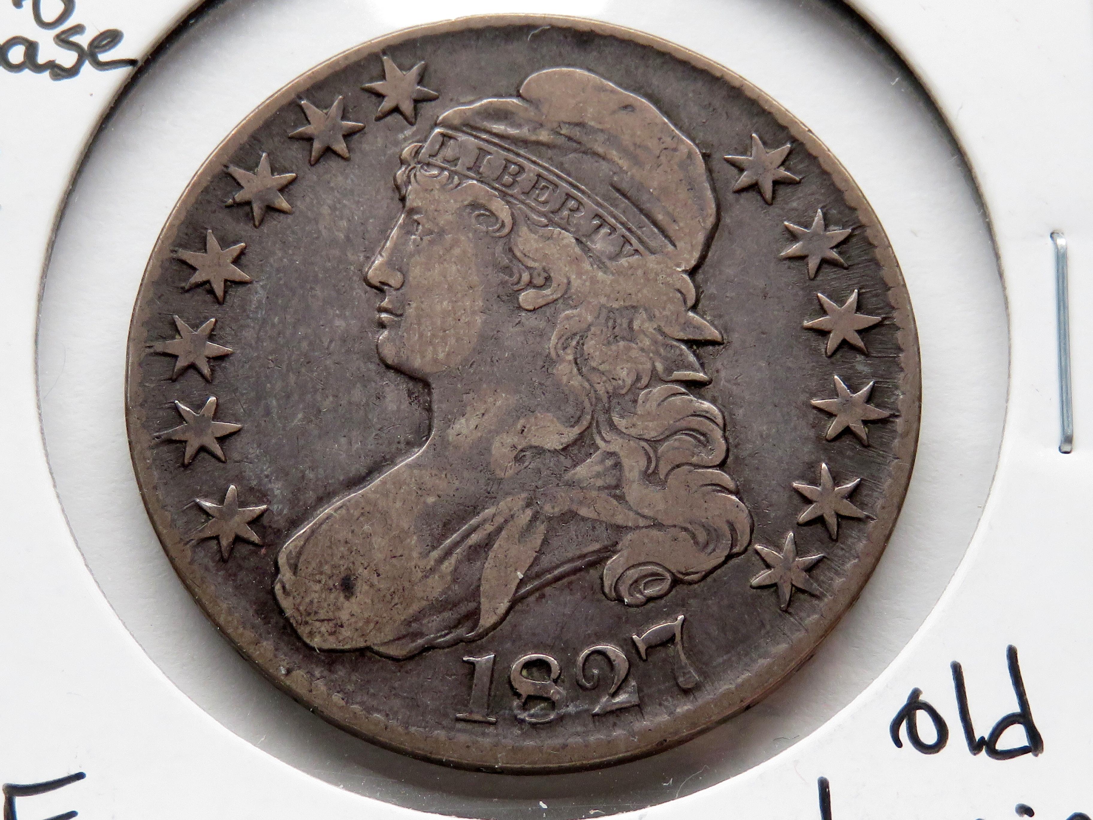 Capped Bust Half $ 1827 square base 2 Fine, old cleaning