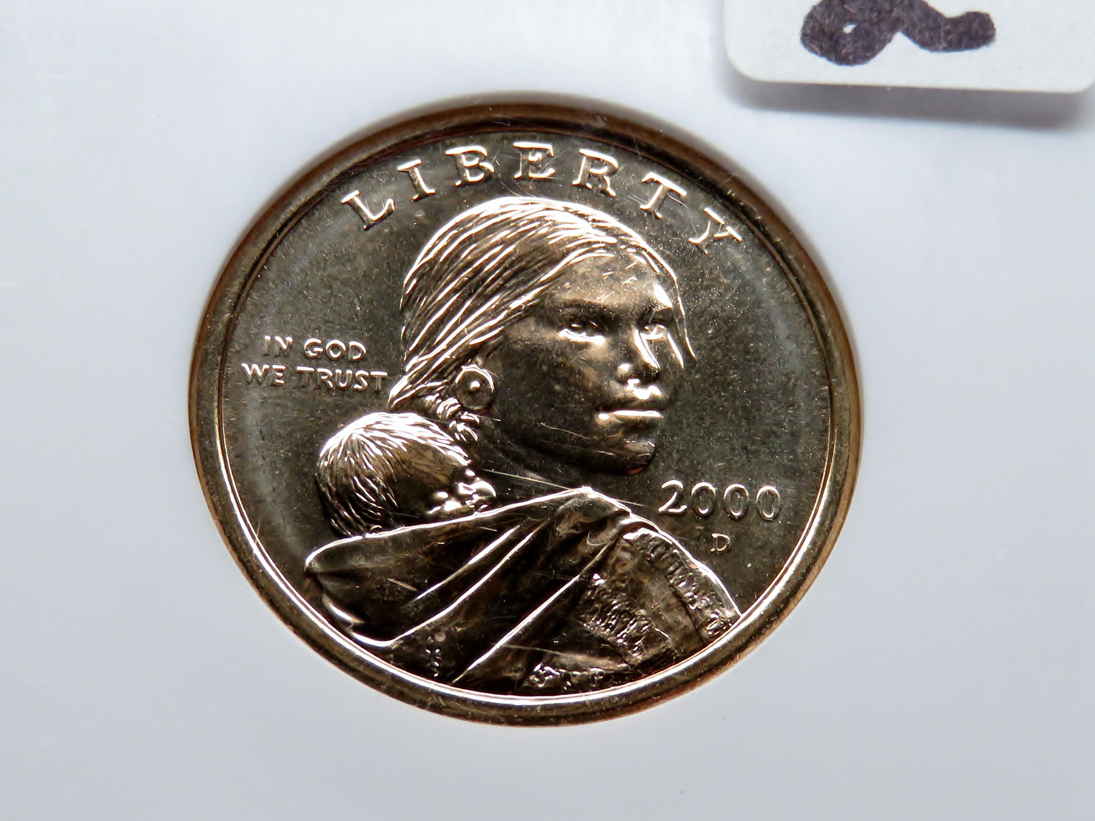 Sacagawea $ 2000D Burnished from Millennium Set NGC MS66 PL