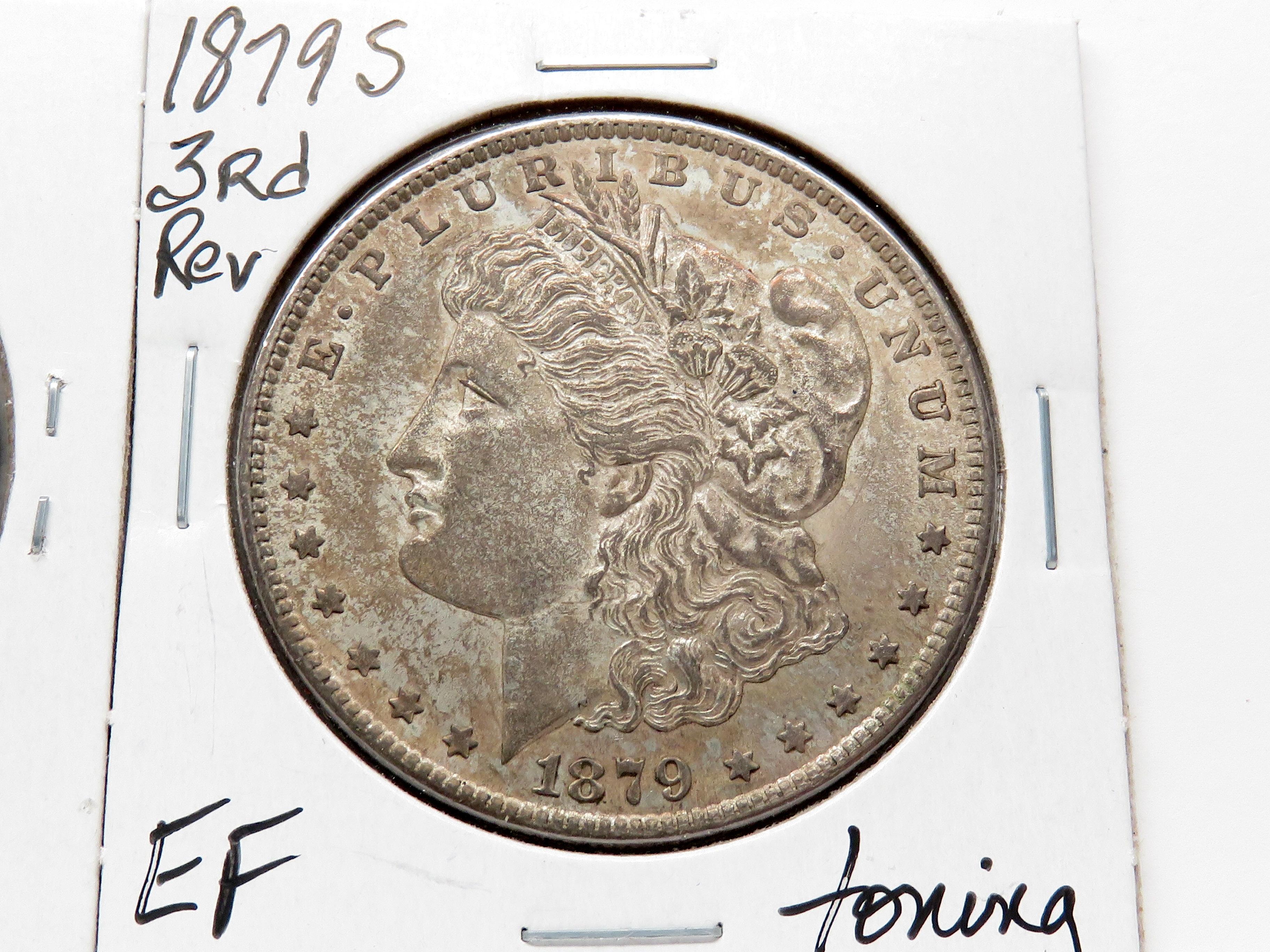 3 Morgan $: 1879 VF, 79-O G, 79S 3rd rev EF toning