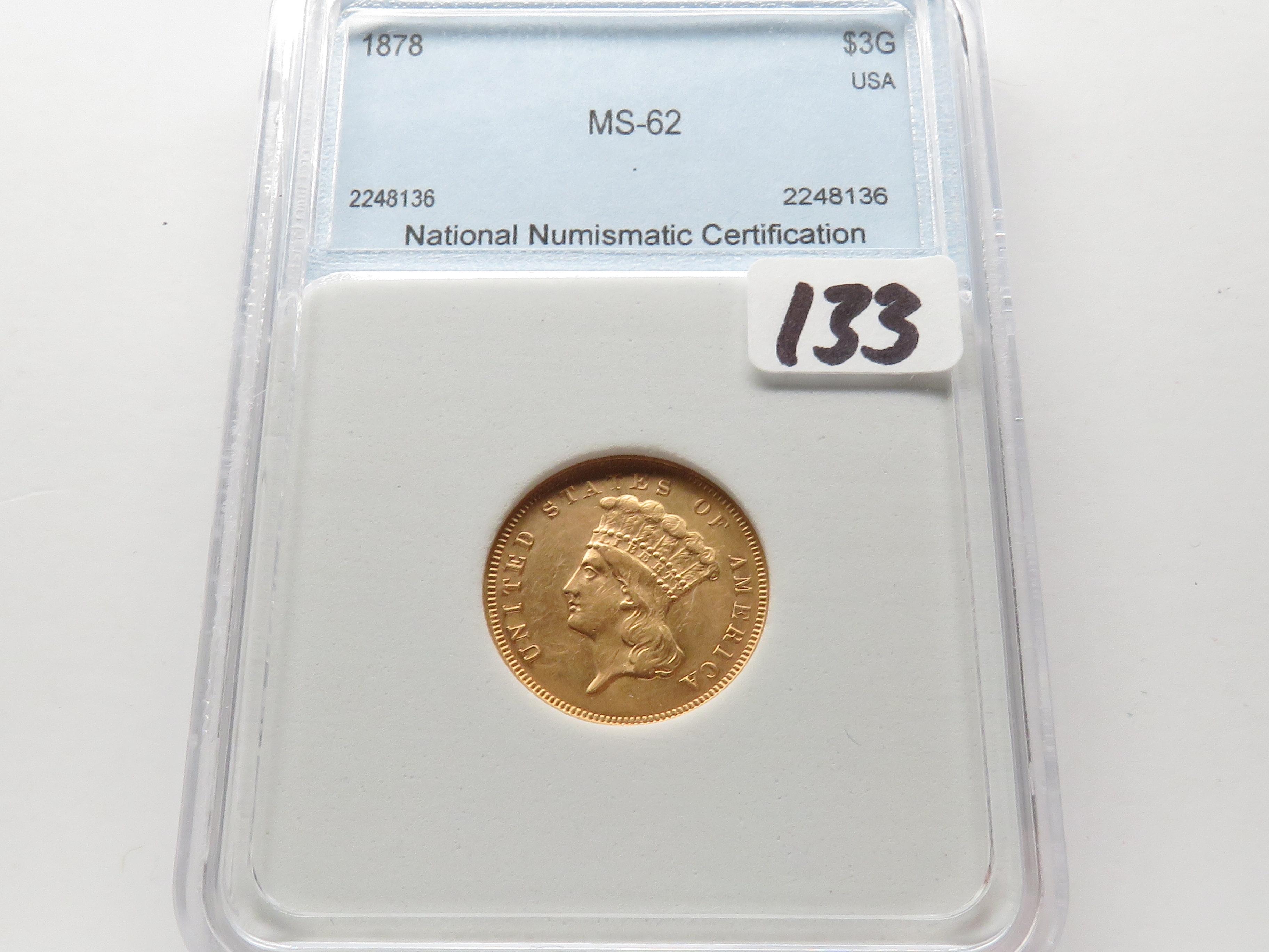 Indian Princess $3 Gold NNC Mint State