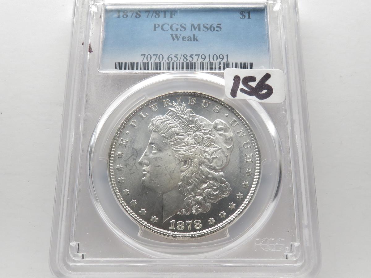 Morgan $ 1878 7/8 tail feathers PCGS MS65 Weak  WOW