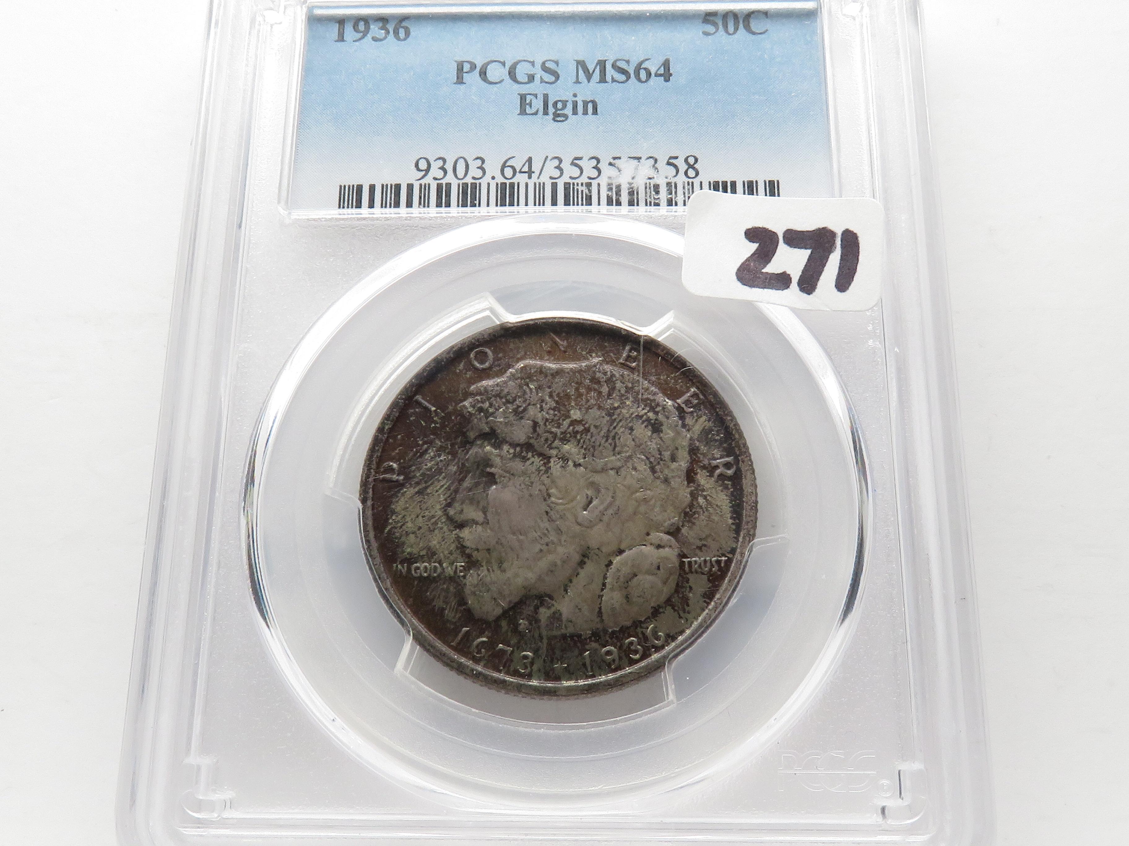 Elgin Commemorative Half $ 1936 PCGS MS64 toned