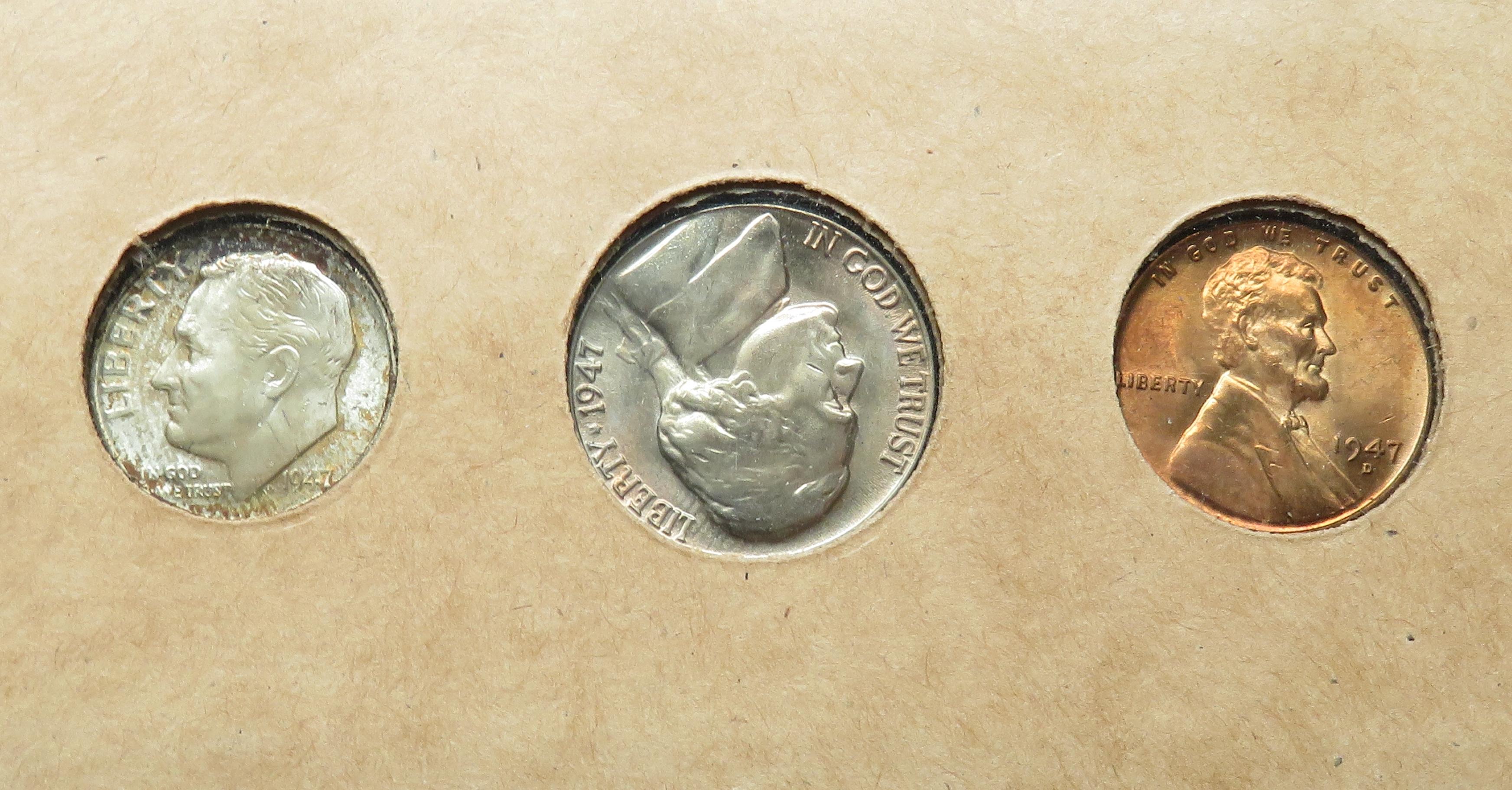 1947 P-D-S Mint Set 28 coins BU, Looks totally original, Beautiful toning on most coins, In Wayte ho